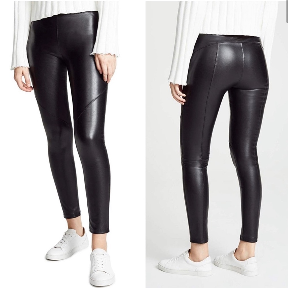 High waisted Bergen legging in black faux leather by David Lerner, large